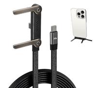 Swiftctrl Câble de chargeur 2-en-1 240W avec Support Latéral Invisible, Câble de Charge Rapide Type-C avec Support Téléphone Intégré, Câble Tressé 1,5 m pour Smartphones et Tablettes