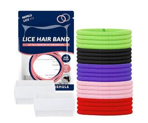 Swiftctrl Kit de 20 élastiques anti-poux avec 2 peignes extra-fins - Élastiques colorés pour prévenir les infestations de poux