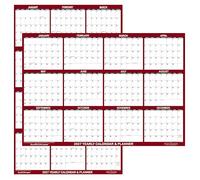 SwiftGlimpse Calendrier mural 2027 effaçable à sec et à sec 12 mois Réversible, horizontal/vertical Bordeaux 45,7 x 61 cm