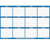 SwiftGlimpse Calendrier mural 2027 effaçable à sec et à sec 12 mois réversible horizontal/vertical Bleu marine 91,4 x 137,2 cm