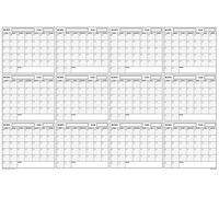 SwiftGlimpse Calendrier mural annuel vierge non daté 92 cm x 61 cm A1 grand planificateur plastifié effaçable 12 mois, réutilisable pour le bureau, l'école ou la maison