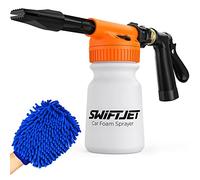 SwiftJet Pistolet à Mousse de Lavage de Voiture + Gant de Lavage en Microfibre - Pulvérisateur à Mousse de Voiture - Tuyau d'arrosage - Pistolet à Mousse - Kit de Lavage de Voiture - Accessoires de