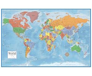 Swiftmaps Carte du monde murale plastifiée 61 x 91 cm