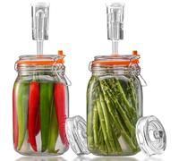 SwiftSlot Lot de 2 pots de fermentation de 1,5 l avec poids et verrou d'air, kit de fermentation pour choucroute, kimchi, kombucha et cornichons