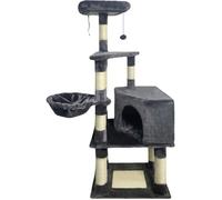 SWIFTY Arbre à chat - 55 x 40 x 138 cm - Gris foncé - 3 plateformes, 1 perchoir, 1 niche, poteaux à griffer