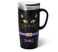 Swig Life Tasse à café de voyage de 650 ml - Gobelet isotherme avec poignée et couvercle - Gobelet réutilisable avec couvercle - Tasse à café de voyage en acier inoxydable de 650 ml (motif chat boo
