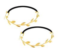 SWIGE Lot de 2 serre-têtes couronne de laurier dorée - Accessoire de coiffure style déesse grecque ou couronne de feuilles romaine - Accessoires de costume pour cosplay, mariage et Halloween
