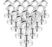 Swihorab Lot de 14 crochets magnétiques, très résistants, 10 kg + aimants en néodyme, 16 mm en métal pour croisière, cuisine, réfrigérateur, suspension, plafond