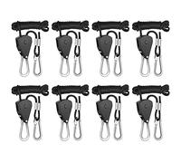 Swiixxer 1/8 Pouce Réglable Grow Light Hangers 8Pcs 2.4M Long Heavy Duty Corde à Cliquet pour Grow Tent & Gardening
