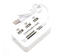Swiixxer 1 Pièce 3 Ports USB HUB 2.0 Splitter Combo Card Reader 7 en 1 Portable Multi Function Support TF SD M2 SDHC Card Read Write