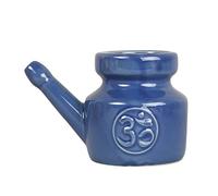 Swiixxer 350Ml CéRamique Neti Pot Pot de Nettoyage de Nez Pot de Bec Anti-Fuite pour RinçAge Nasal Nez Lavage Femmes,Bleu