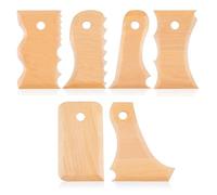 Swiixxer 7 Pièces D'Outils de Tournage de Poterie en Argile Poterie Outils de Modelage de Pied en Argile Couleur Bois Texture de Bois Profilé Écart de Côtes Forme de Pied