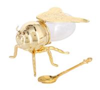 Swiixxer Bouteille en Verre en Forme d'abeille, Pot D'Assaisonnement de Cuisine Haut de Gamme, Tasse à Sucre d'abeille (Or) 12,5 X 11 X 13 cm