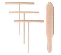 Swiixxer Ensemble de 4 Spatules en Bois en Forme de T pour Étaler la Pâte à Crêpes, Spatules et Étaleur de Couleur Bois pour une Crêpière Uniforme