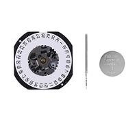 Swiixxer Mouvement de Montre à Quartz Japonais VX32 VX32E Date à 3 avec Tige de RéGlage et Accessoires de PièCes de RéParation de Montre de Batterie