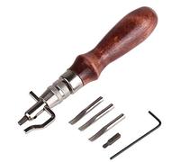 Swiixxer Rainure de Couture RéGlable 7 en 1 et Biseauteur de Bord de Pliage, Outil de Rainurage en Cuir, Outils de Bord de Main de Sculpture sur Cuir