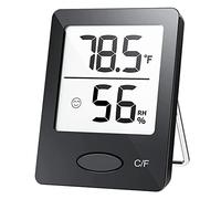 Swiixxer ThermomèTre HygromèTre D'IntéRieur, ThermomèTre D'Ambiance avec Grand éCran LCD, Moniteur D'Humidité pour Bureau à Domicile Noir