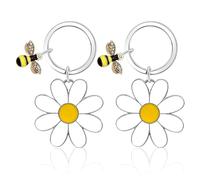 SwilrColor porte clef femme, 2 pièces porte clé mignon marguerites fleurs porte clés Sac charme portefeuille clé fleur charme metallic porte-clés décoration pour femmes cadeau ami des fleurs