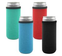 SwilrColor refroidisseur de canettes Seulement sous 330ml Slim Can, 4pcs porte-refroidisseur de canettes en néoprène isolé, support de refroidisseur de réservoir antidérapant beer cola