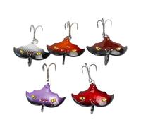 Swim Bait Lot de 5 leurres bass plaqués avec hameçons et paillettes Motif chauve-souris Appâts rotatifs pour eau salée douce truite, perche, sandre, mouchette