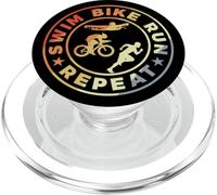 Swim Bike Run Repeat Retro Vintage for Triathlete Triathlon PopSockets PopGrip pour MagSafe