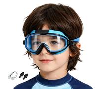 Swim Goggles Kids, Leak Proof Wide View, Waterproof Swimming Glasses System, with Anti Fog Comfortable Eye Protection, Sturdy Build Design, Adjustable Strap Swim Gear Style, for Water Sports Use