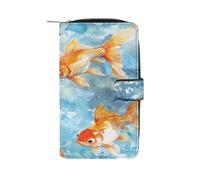 Swim in Water Portefeuille long en cuir pour chéquier classique à deux volets avec fenêtre pour carte d'identité