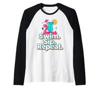 Swim Sip Repeat Graphique de Vacances d'été à la Plage Manche Raglan