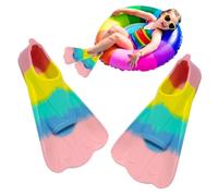 Swim Training Fins - Flippers Swimming Training Fins- Confortable Silicone Swimming Floating Flippers with Mesh Bag- For Kids Adult Men Women Short Blade Build Leg Strength