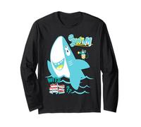 Swim with Me Beach I Love Swimming Funny Fish Shark Sport Manche Longue