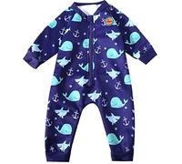 Swimbubs Baby Swim Warm Suit Garçons Combinaison Polaire Doublée Filles UV UPF50 Maillot de Bain Protection Solaire (12-24 Mois, Baleine Bleue)