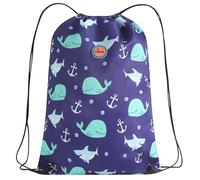 Swimbubs Sac à dos en polyéthylène avec cordon de serrage pour enfants - Sac de natation pour l'école, le sport et la natation, résistant à l'eau, 40 x 30 cm, Baleine bleue