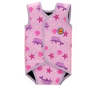 Swimbubs Serviette de Bain Bébé Combinaison Enfant Combinaison Garçons Combinaison Chaude Filles UV UPF50 Maillot de Bain (0-6 Mois, Dauphin Rose)