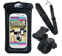 SwimCell Support Téléphone Vélo Etanche - Guidon Pochette Smartphone | Pour Téléphone Jusqu'à 16.5cm - Circonférence du Guidon 6.5-9.5cm - Rotation 360°- IPX8 - Détachement Rapide et Cordon.