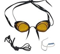 SwimmerShop Lunettes de natation de type suédois - Lunettes de piscine avec bord en caoutchouc, anti-buée et protection UV - Modèle suédois pour nageurs professionnels - Ambre