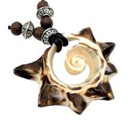 Swimmi BA176 Collier avec pendentif en forme de cône naturel réglable fait main pour femme, Coque de cône Coquille