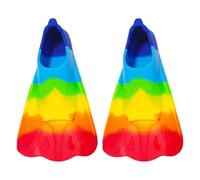 Swimming Flippers - Bright Rainbow Silicone Short Training Fins Comfortable Kids Snorkel Fins Youth Swim Flippers Bodyboarding Diving Fin for Men Women Boys Girls Lap