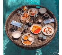 Swimming Pool Floating Tray,Floating Serving Tray Table,Swimming Pool Floats for Adults,Round Large Floating Drink Holder,Floating Brunch Tray