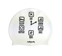 Swimxwin Bonnet en Silicone Tri Repeat Blanc | Bonnet de Natation | Bonnet de Piscine | Bonnet de Bain pour Homme, Femme et Enfant | Grand Confort et Adhérence| Conception et Style Italien