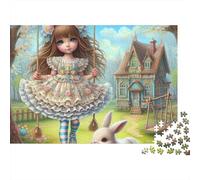 Swing Fille de Pâques 1000 Pièces Puzzle Adulte Papier Recy nti-Stress Difficile pour Experts Livraison Rapide avec Affiche Guide 70x50cm/1000pcs
