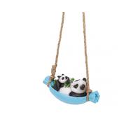 Swing Panda Statue Mother and Baby Panda Lying On The Swing Resin Simulation Animal Garden Sculpture