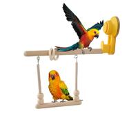 Swing Parakeet - Toys De Perroquet en Bois Supplies en Suspension De Tasses À Ventres, Plaignant d'escalade Jouet Debout pour Petit Perroquet Moyen