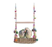 Swing pour Cage d'oiseaux,Jouets pour Conures avec Perchoir | Hammac Debout Jouets à Mâcher en Jonc de Mer Tressé pour Pinsons Perroquets Calopsittes et Inséparables
