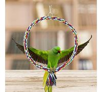 Swing Robuste des Oiseaux, Perche de Corde Perroquette Colorée, Installation Facile pour Les Petits et Moyens Oiseaux, Jouet d'oiseau Swing, Jouet Suspendu Avi (Grand diamètre 25cm)
