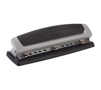 Swingline Perforatrice de bureau Precision Pro, 2 à 3 trous, capacité de 10 feuilles, centres réglables, noir et argent (A7074038A)