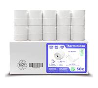 SWIPARO® - Rouleau Thermique 80x80x12 - Rouleau imprimante thermique 80mm x 80m x 12mm - Bobine 80x80 pour imprimante - Sans BPA - [50x]