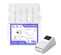 SWIPARO® - Rouleau TPE Carte Bancaire 57x30x12 - Rouleau CB thermique 57mm - Bobine CB papier thermique 57mm x 9m x 12mm - Papier Rouleaux TPE - sans BPA - [20x]