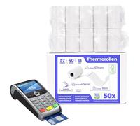 SWIPARO® - Rouleau TPE Carte Bancaire 57x40x12 - Rouleau CB thermique 57mm - Bobine CB papier thermique 57mm x 18m x 12mm - Papier Rouleaux TPE - sans BPA - [50x]