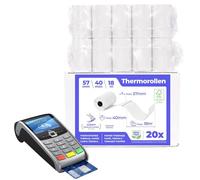 SWIPARO® - Rouleau TPE Carte Bancaire 57x40x12 - Rouleau CB thermique 57mm - Bobine CB papier thermique 57mm x 18m x 12mm - Papier Rouleaux TPE - sans BPA - [20x]