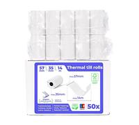 SWIPARO - Rouleaux thermiques Ec-Cash 57 mm x 14 m x 12 mm - Rouleaux de papier thermique - Rouleaux de tickets pour bankomat - Lecteur de cartes de crédit avec texte de charge SEPA (50 pièces)